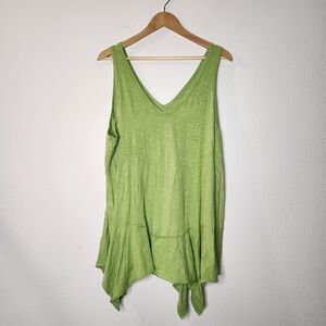 Torrid Womens 2X Green Slub Jersey V-neck Sleeveless Tunic Tank Drapey